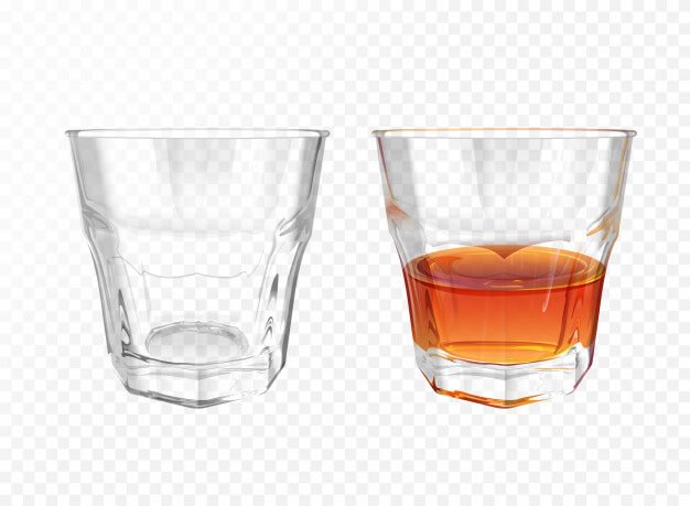 Whiskey glass 3d illustration of realistic crockery for brandy or cognac and whisky Free Vector