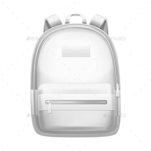 White Backpack, School Bag Realistic 3D Mockup