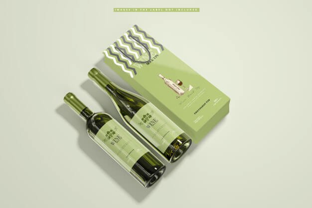 White wine with paper bag mockup Premium Psd