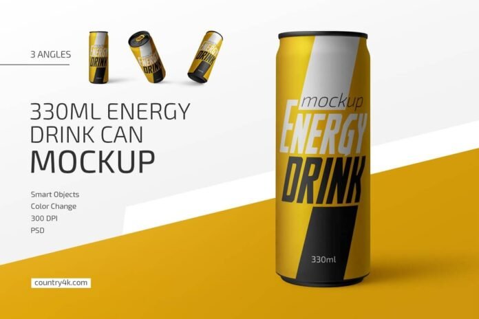 22+ Creative Energy Drink Can Mockup PSD Template| Mockupden