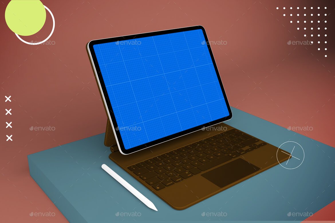 Abstract iPad Pro & Magic Keyboard Mockup