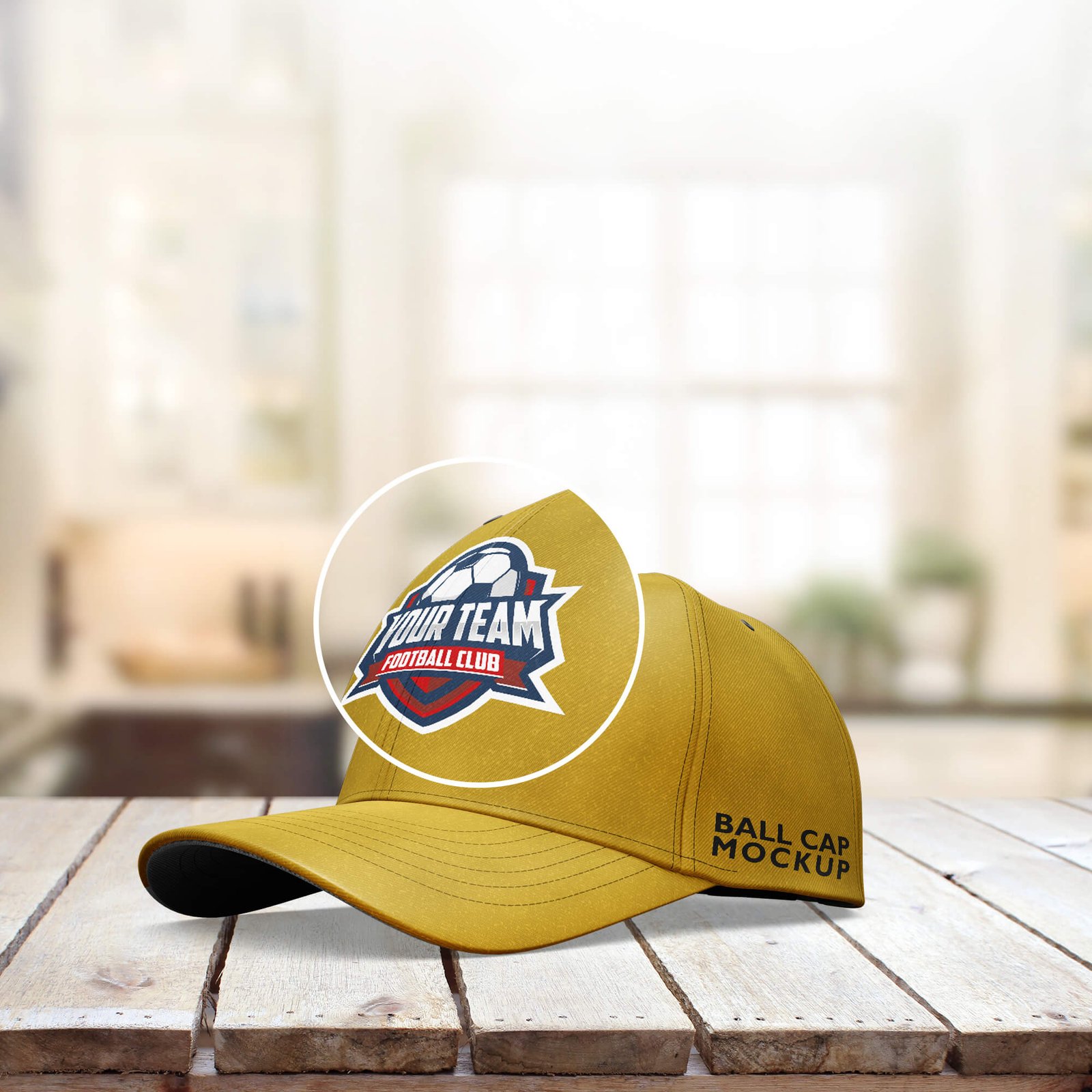 Close Up Of a Free Ball Cap Mockup PSD Template