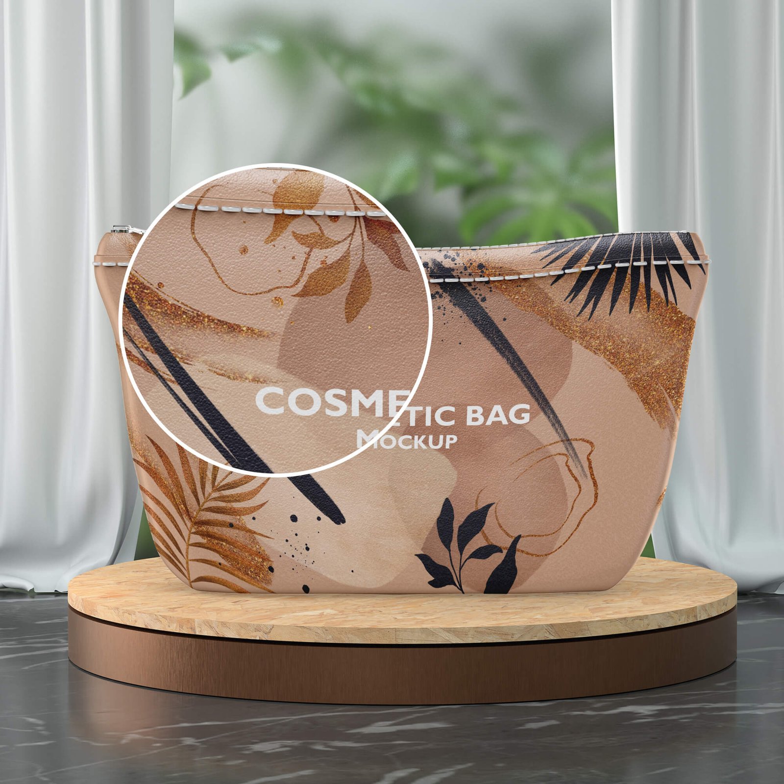 Close Up Of a Free Cosmetic Bag Mockup PSD Template