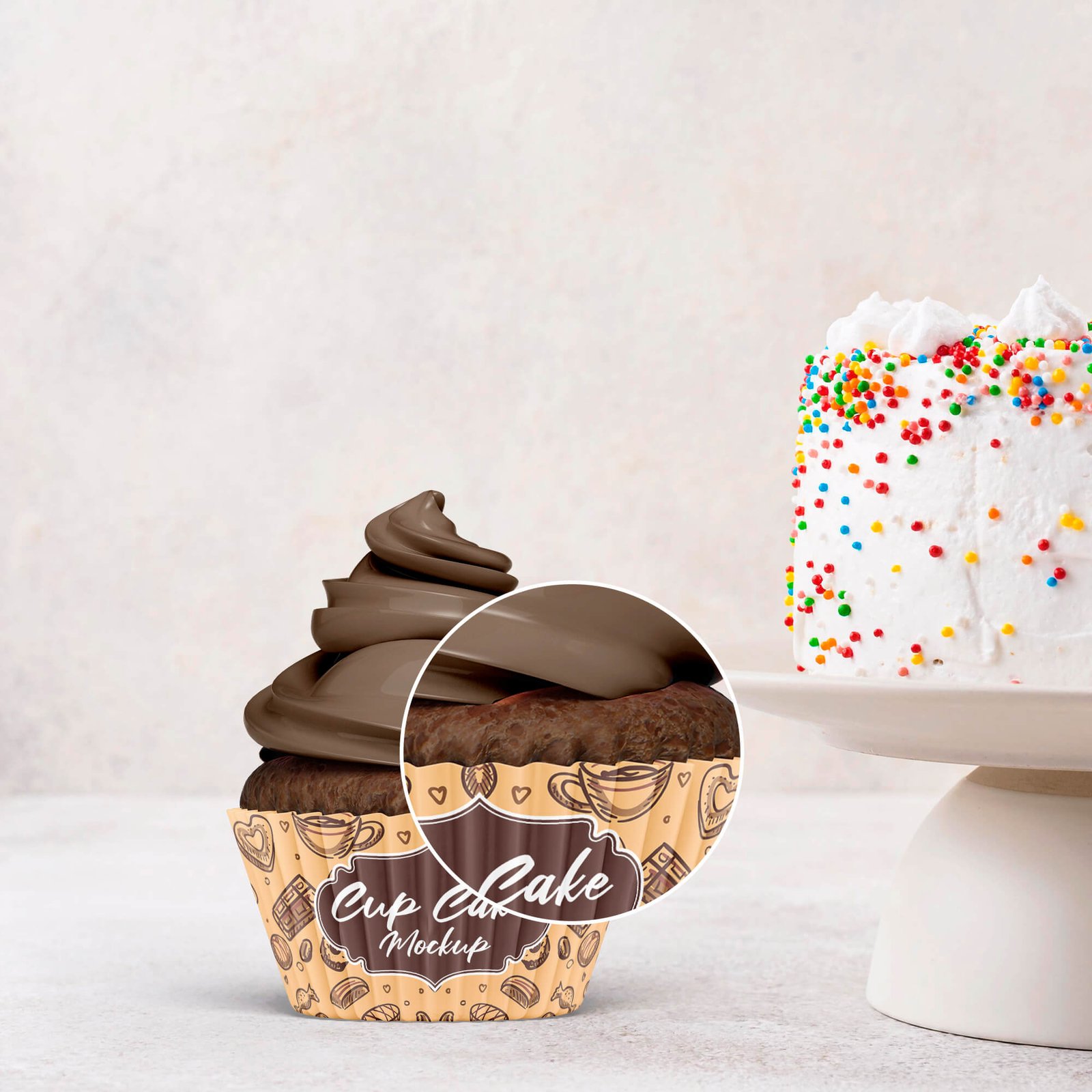 Close Up Of a Free Cupcake Mockup PSD Template