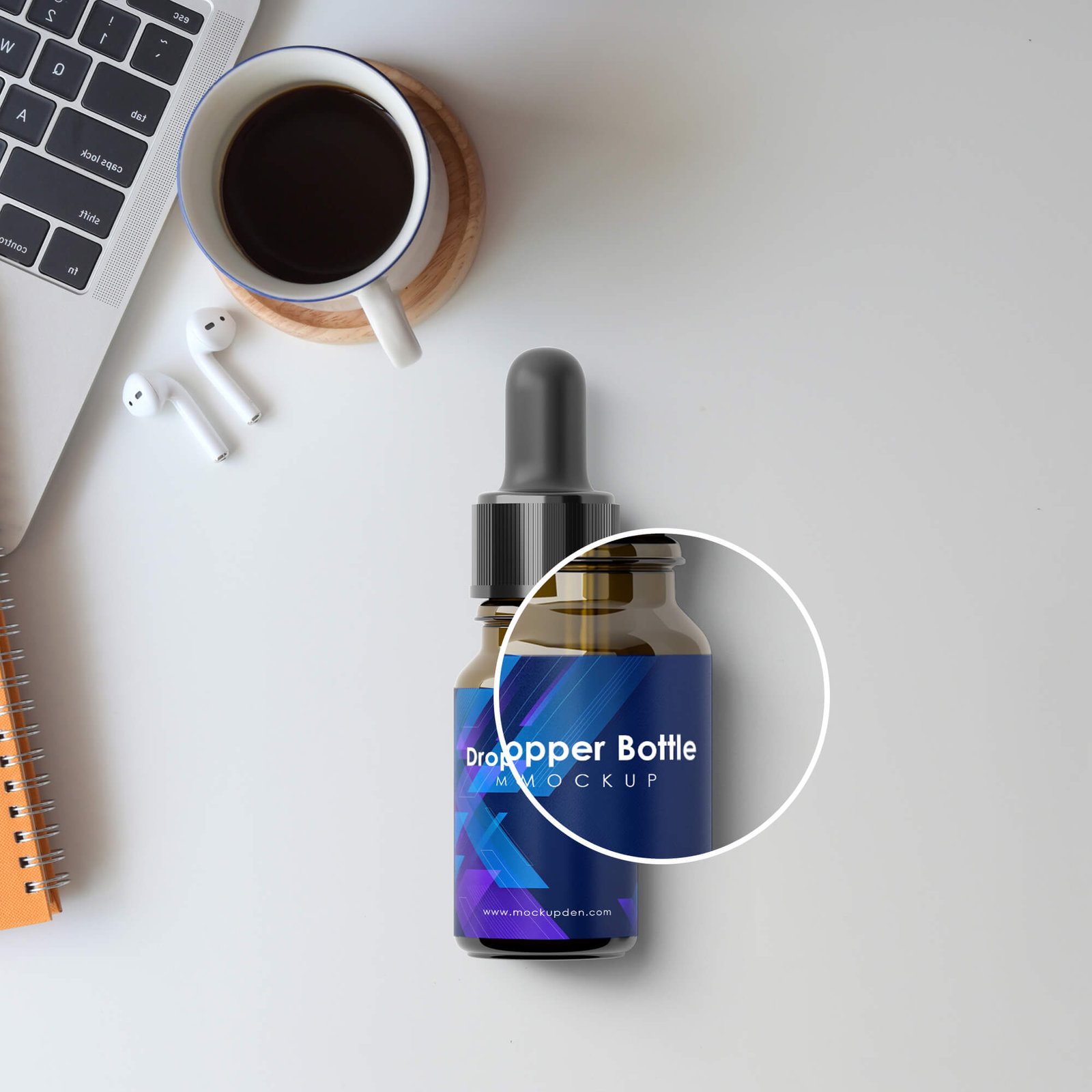 Close Up Of a Free Dropper Bottle Mockup PSD Template