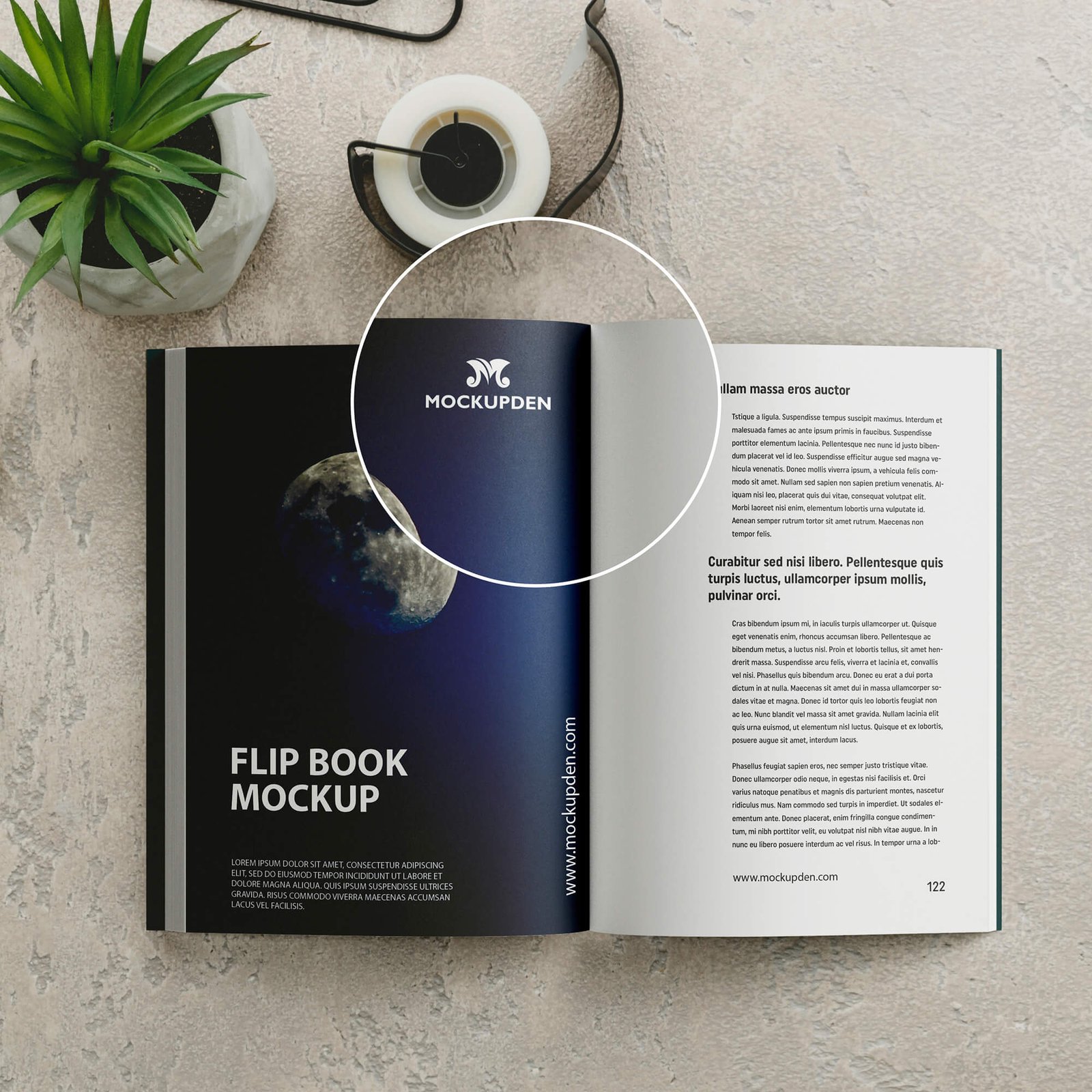 Close Up Of a Free Flip Book Mockup PSD Template