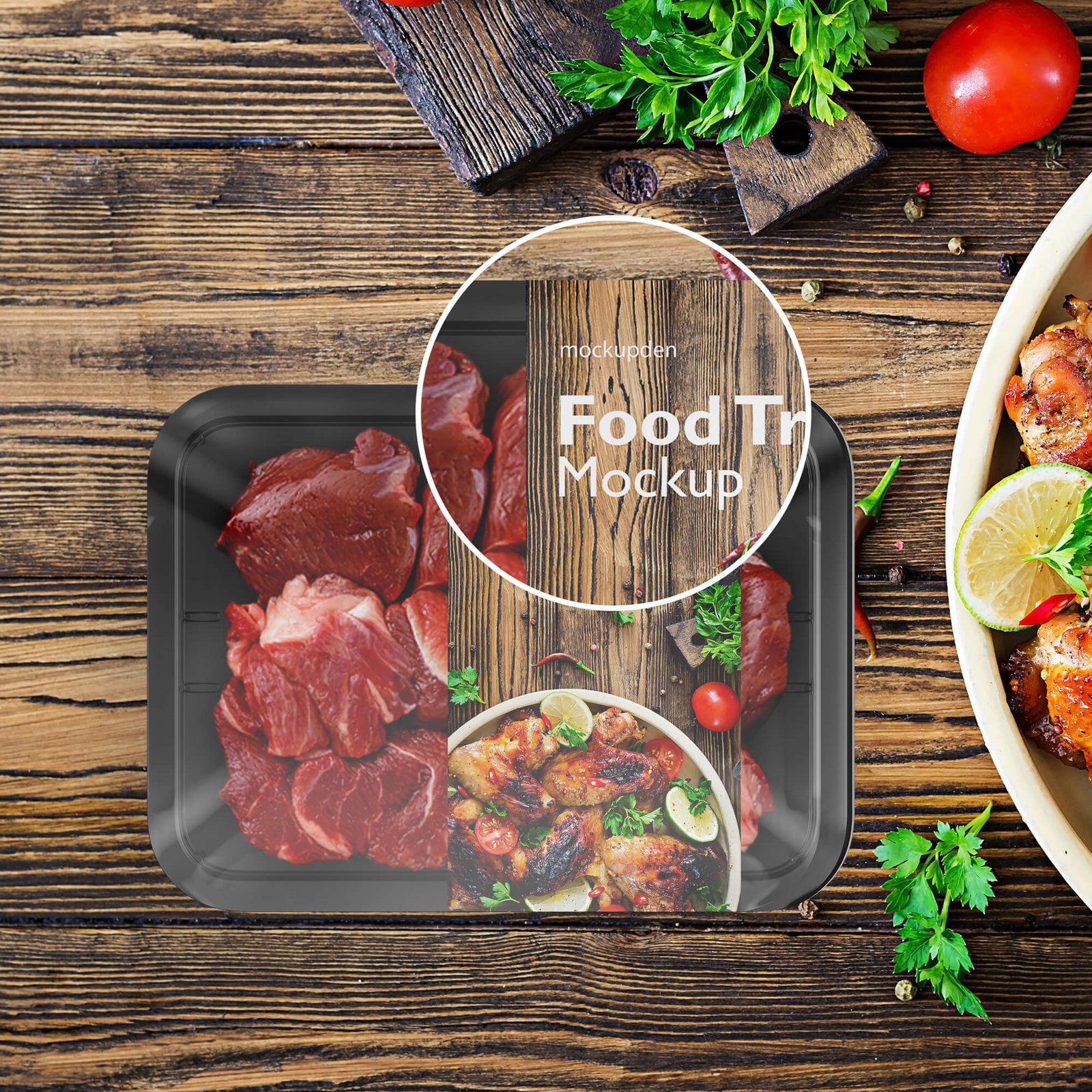 Close Up Of a Free Food Tray Mockup PSD Template