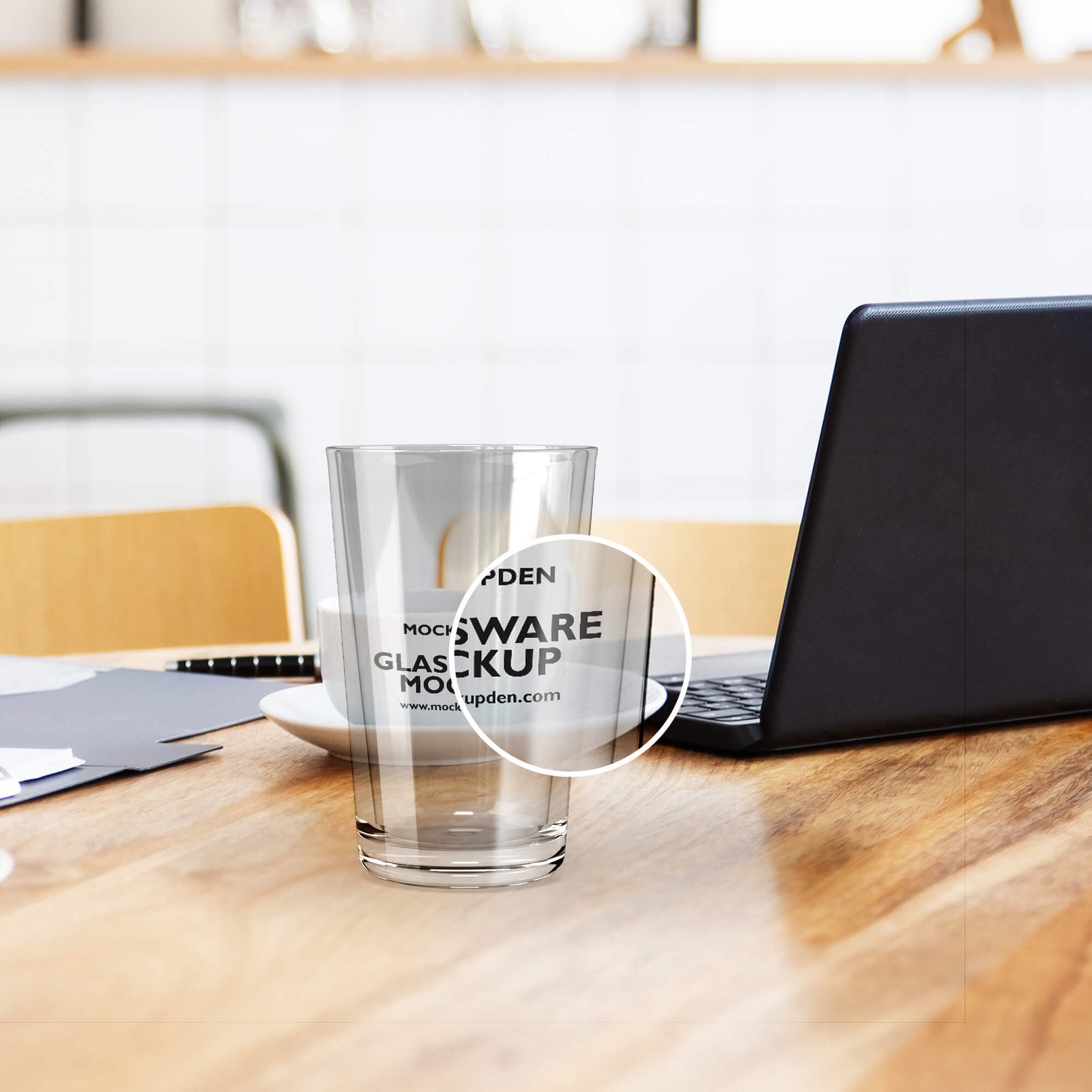 Close Up Of a Free Glassware Mockup PSD Template