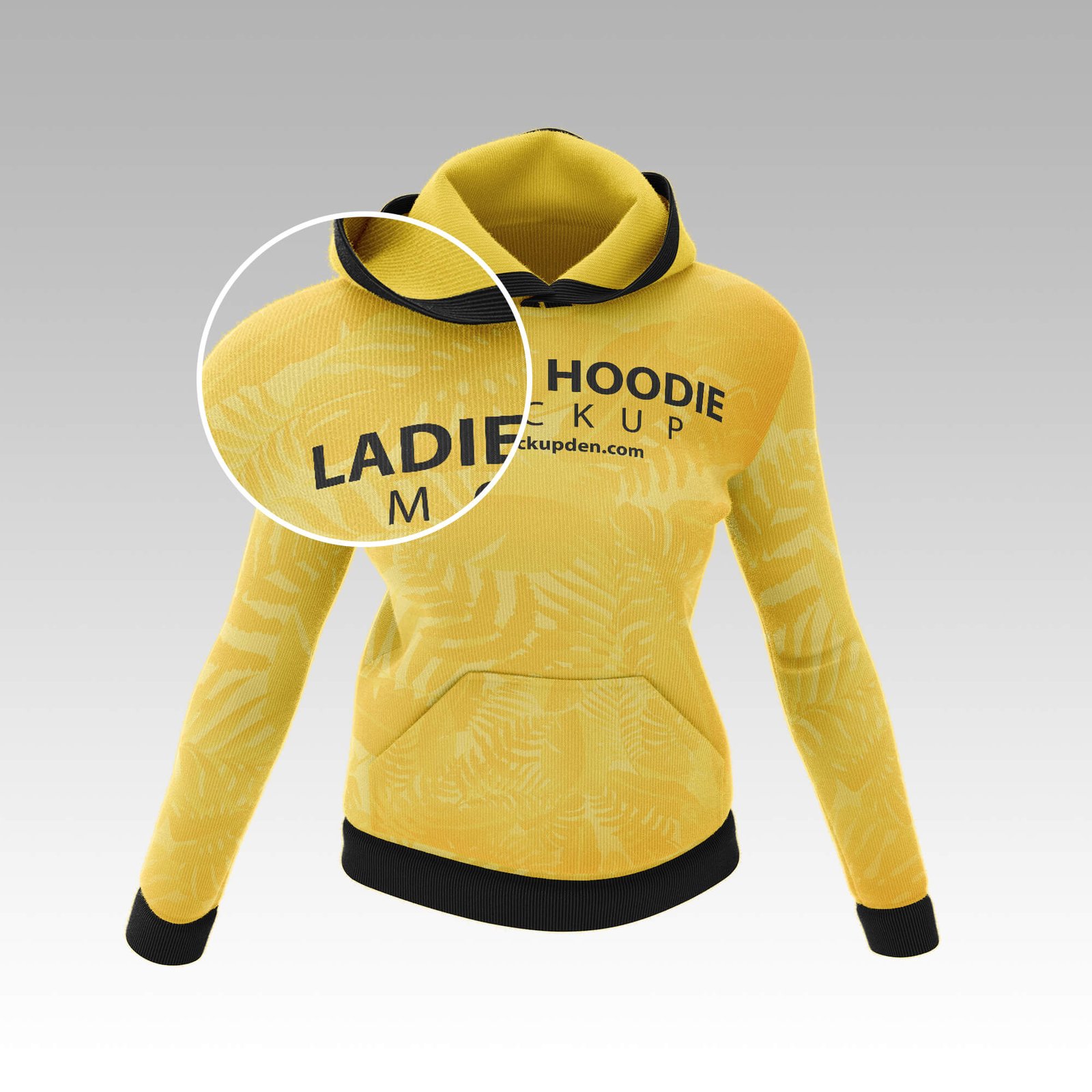 Close Up Of a Free Ladies Hoodie Mockup PSD Template