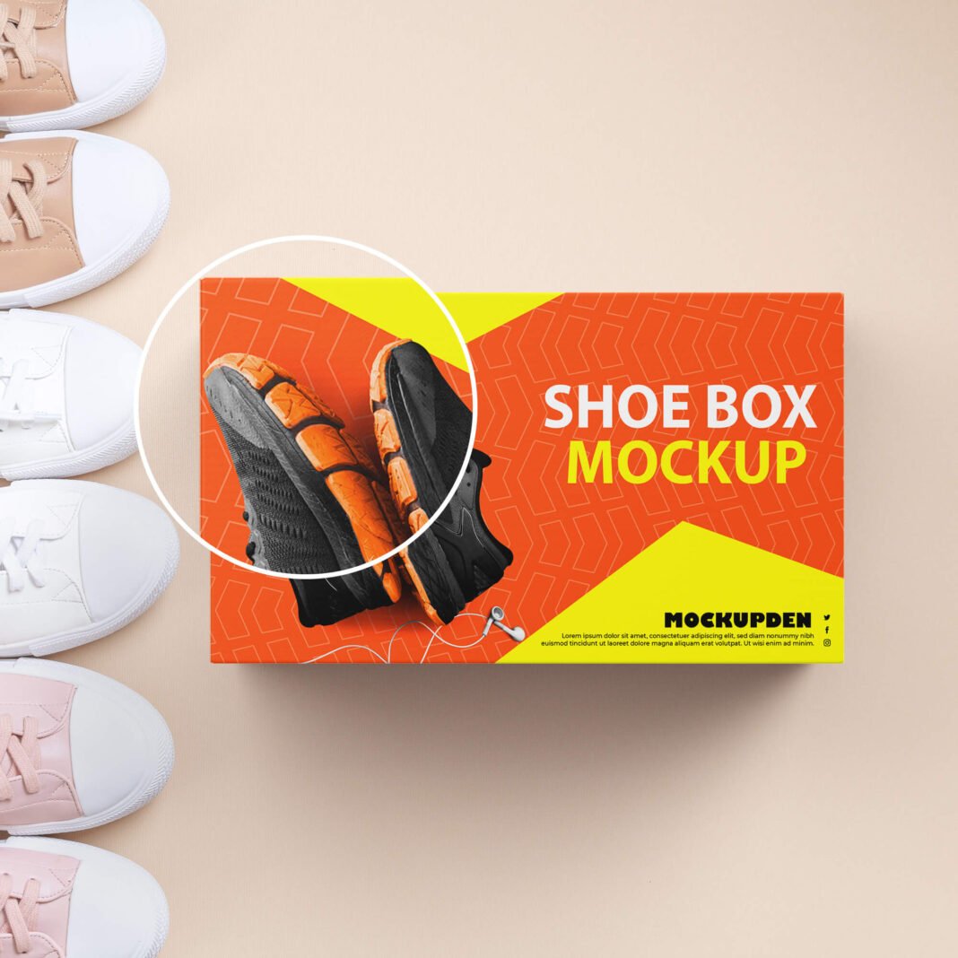 Download Free Shoe Box Mockup PSD Template - Mockup Den