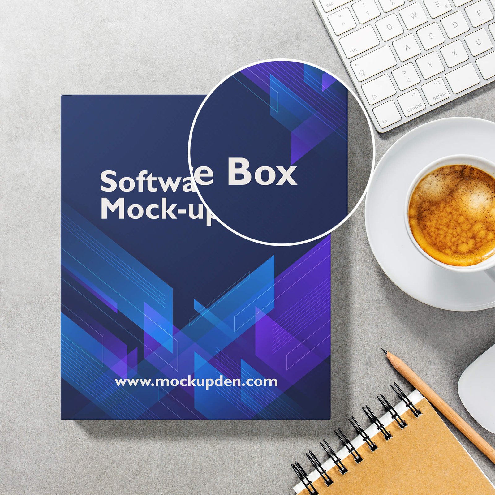 Close Up Of a Free Software Box Mock-up PSD Template
