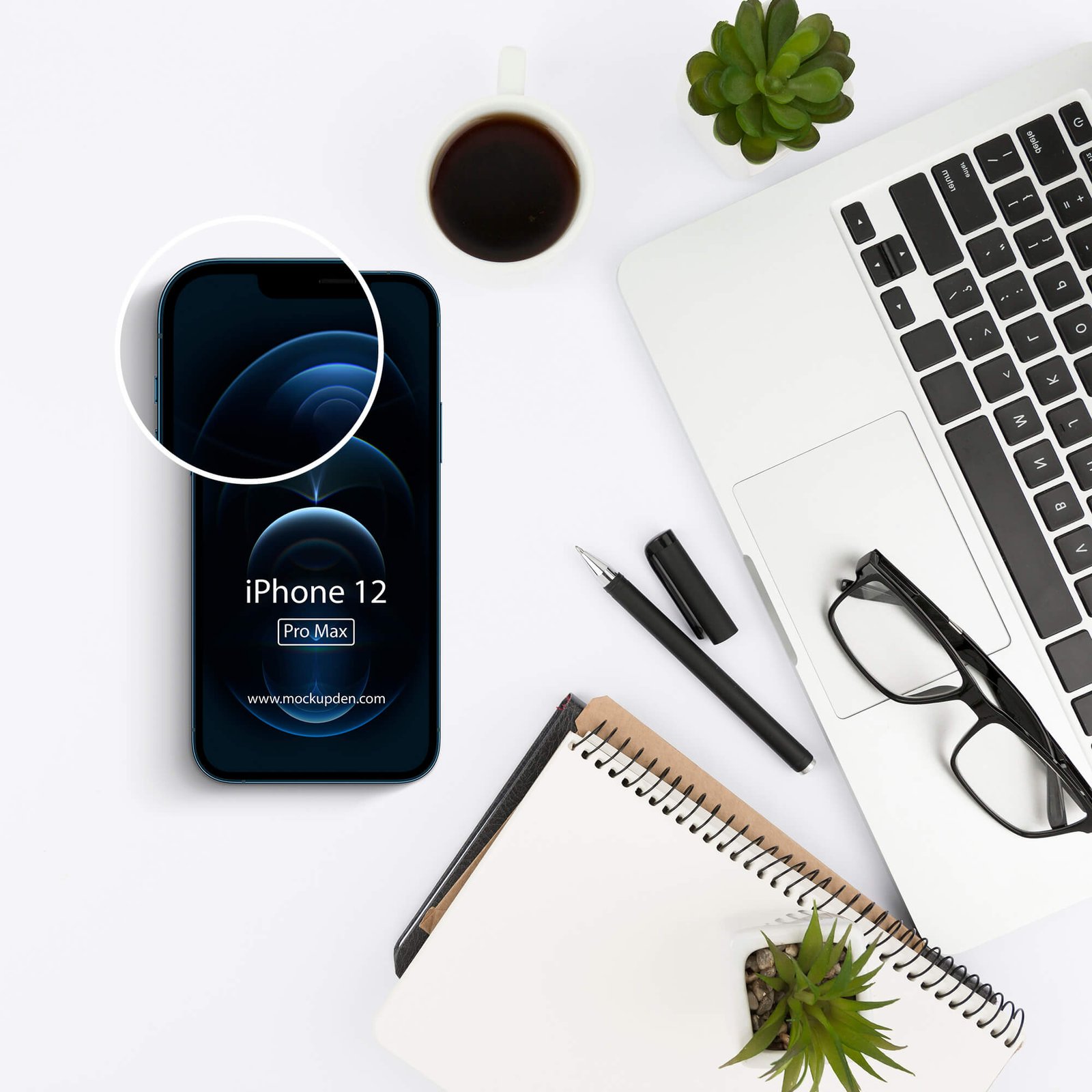 Free Iphone 12 Pro Max On Table Mockup Mockup Den