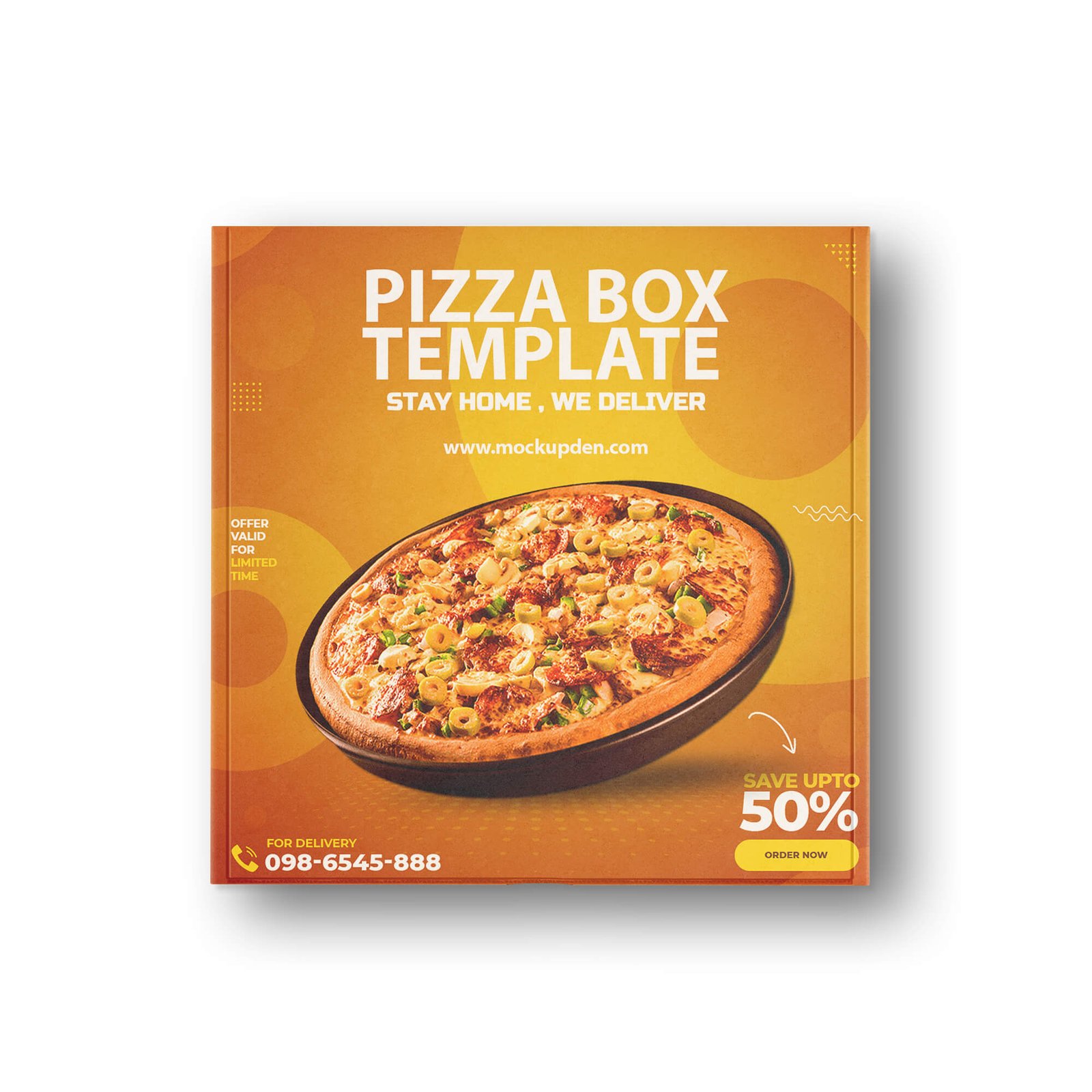 Design Free Pizza Box Template PSD Mockup