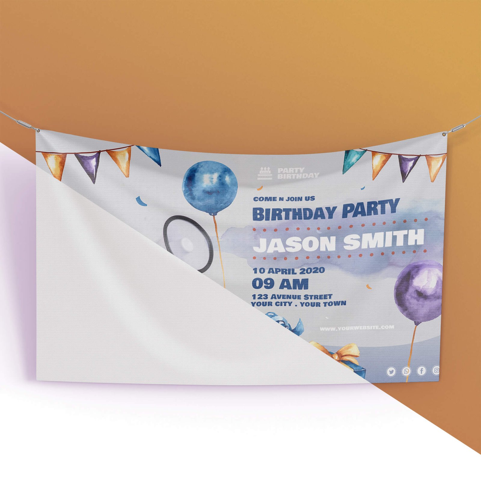 Download Free Birthday Banner Mockup Psd Template Mockup Den