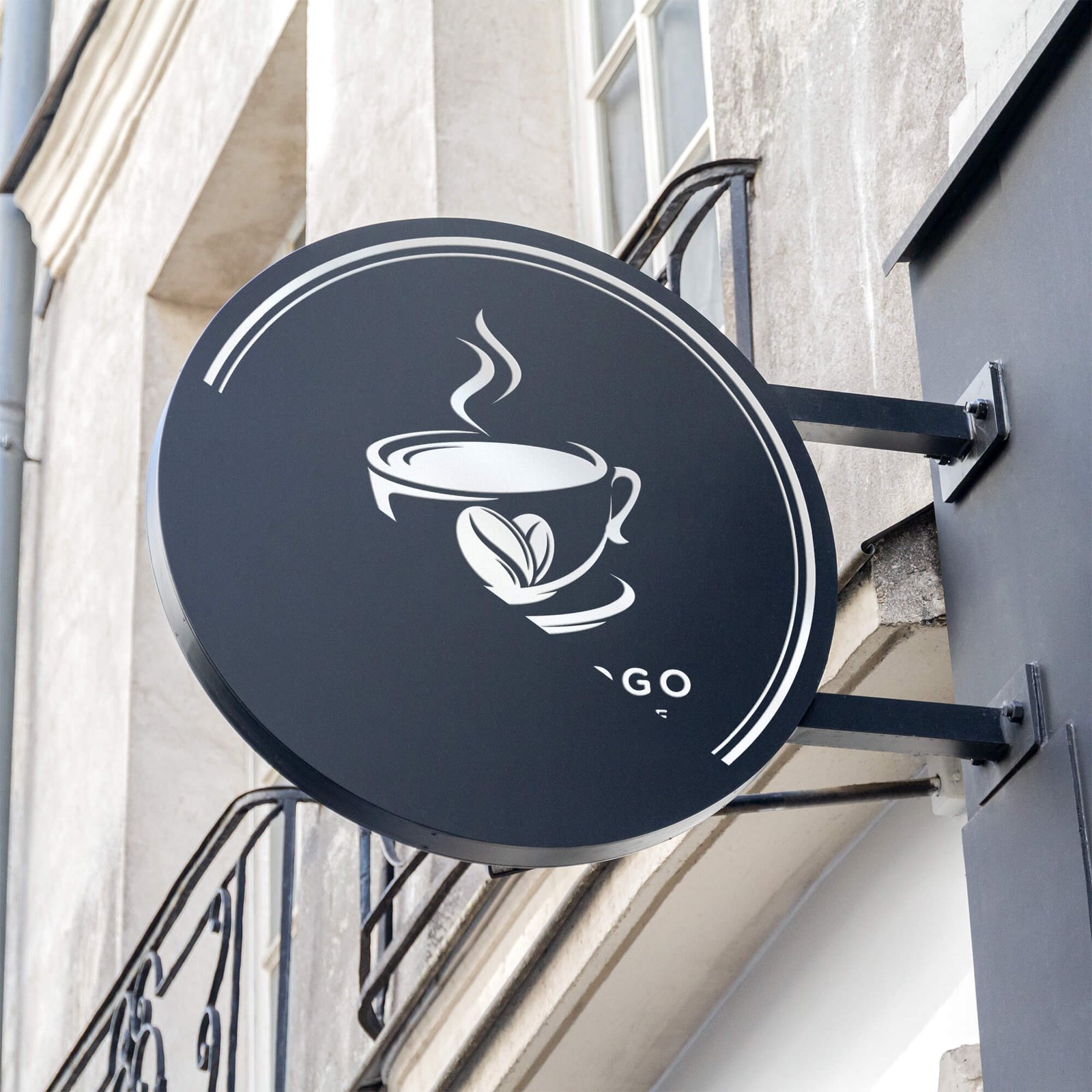 Editable Free Cafe Round Signboard Mockup PSD Template