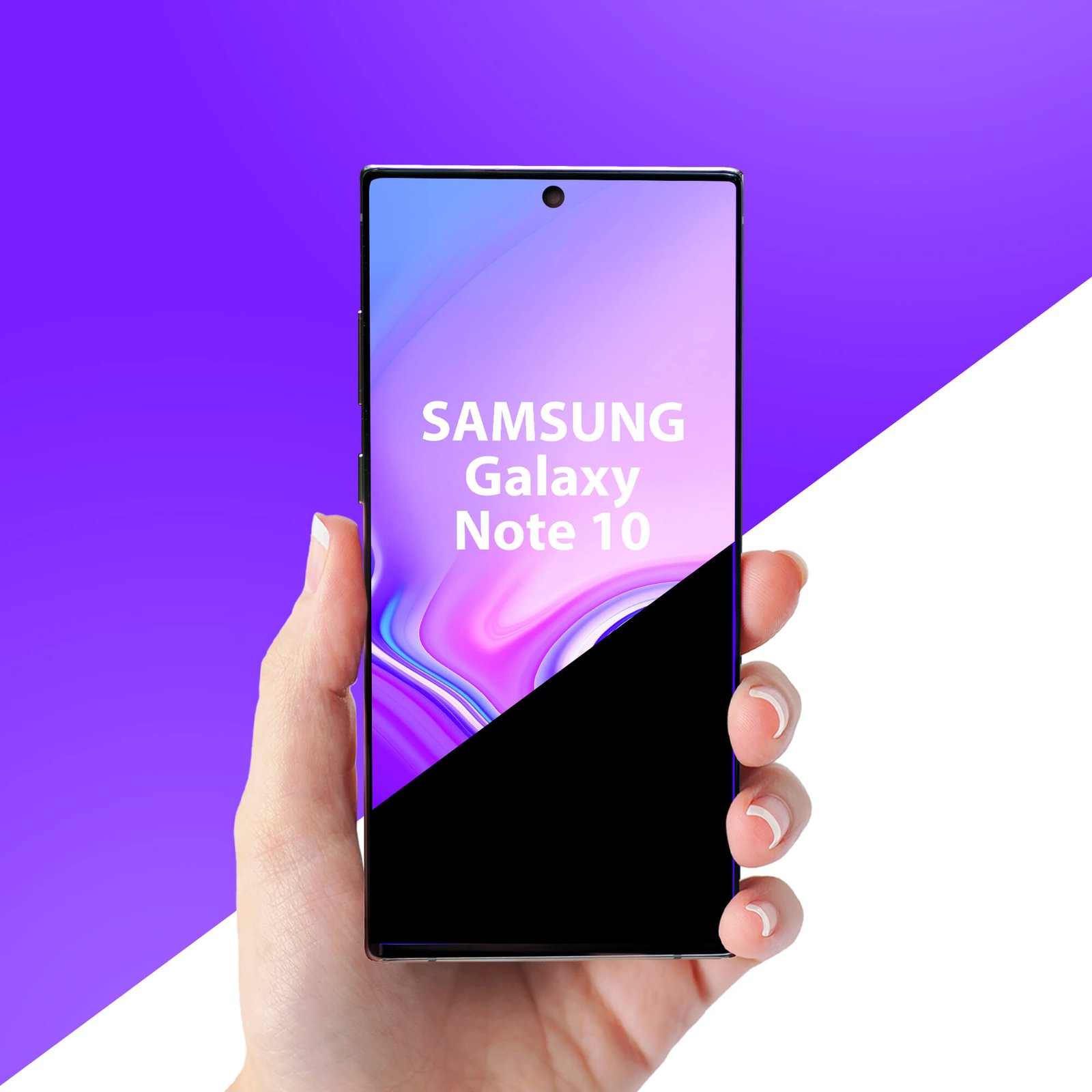 Editable Free Galaxy Note 10 in Hand Mockup PSD Template