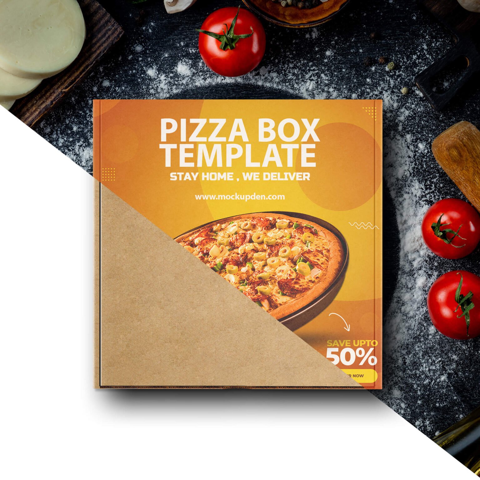 Free Pizza Box Template PSD Mockup Mockup Den