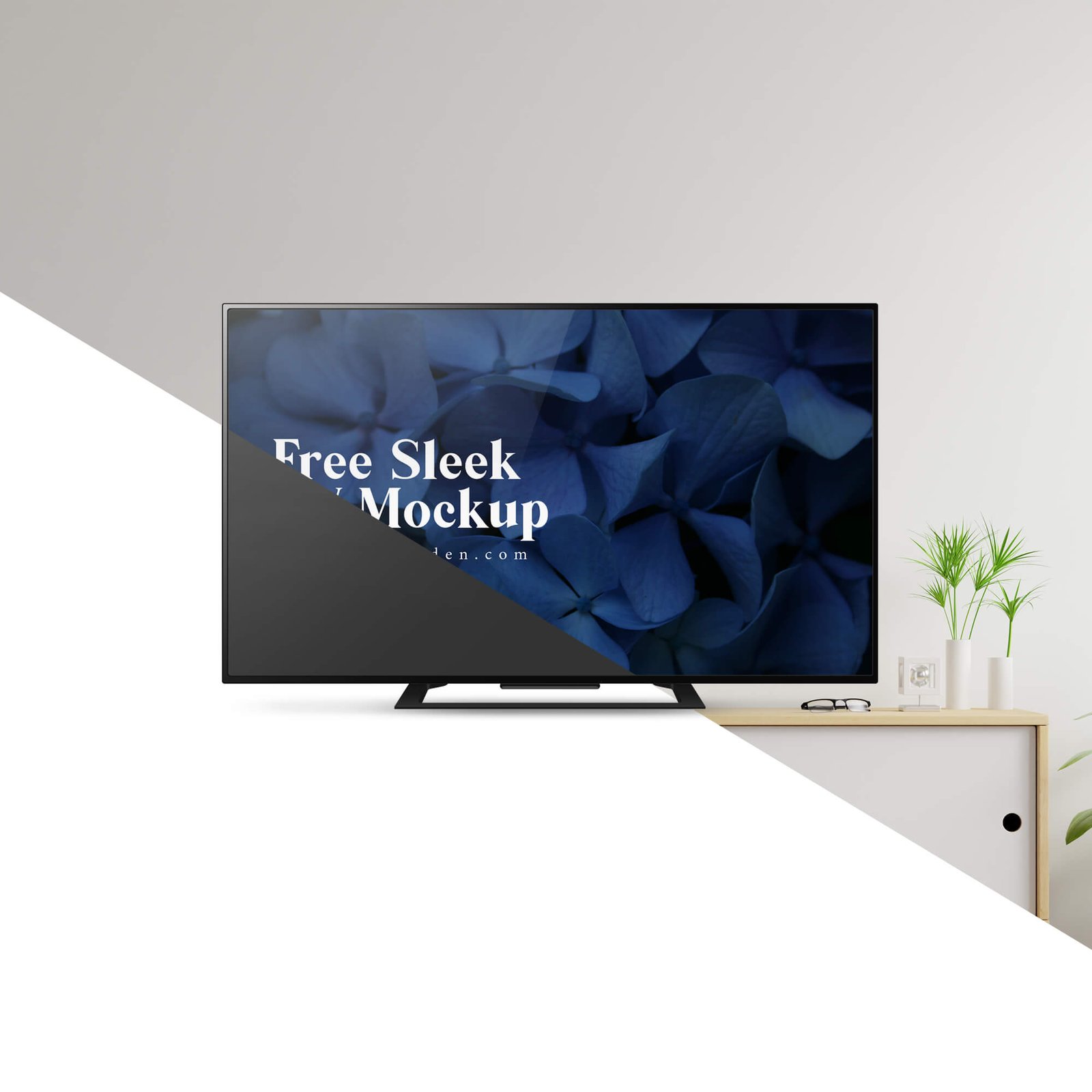 Editable Free Sleek TV Mockup PSD Template