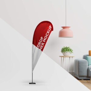 Download Free Teardrop Banner Mockup PSD Template - Mockup Den