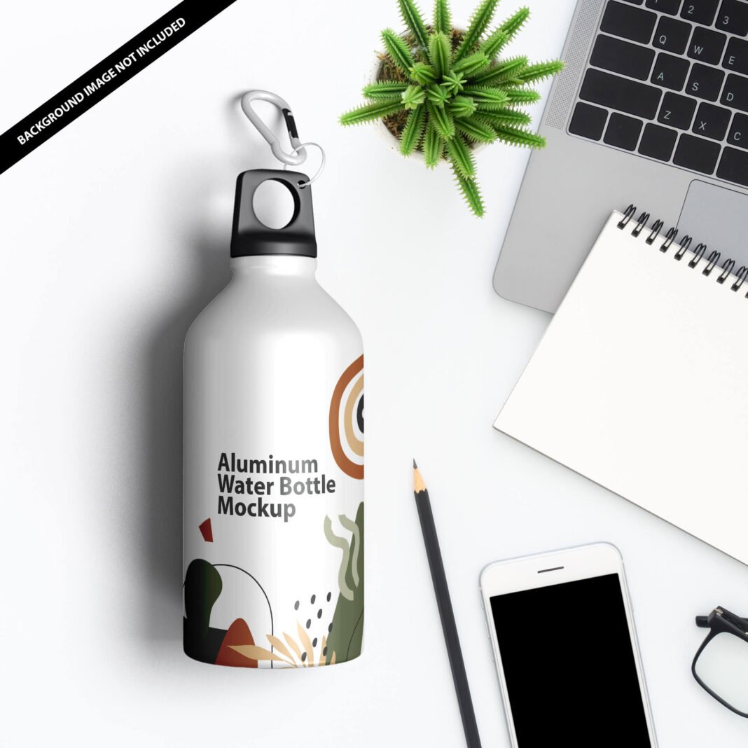 Download Free Aluminum Water Bottle Mockup PSD Template - Mockup Den