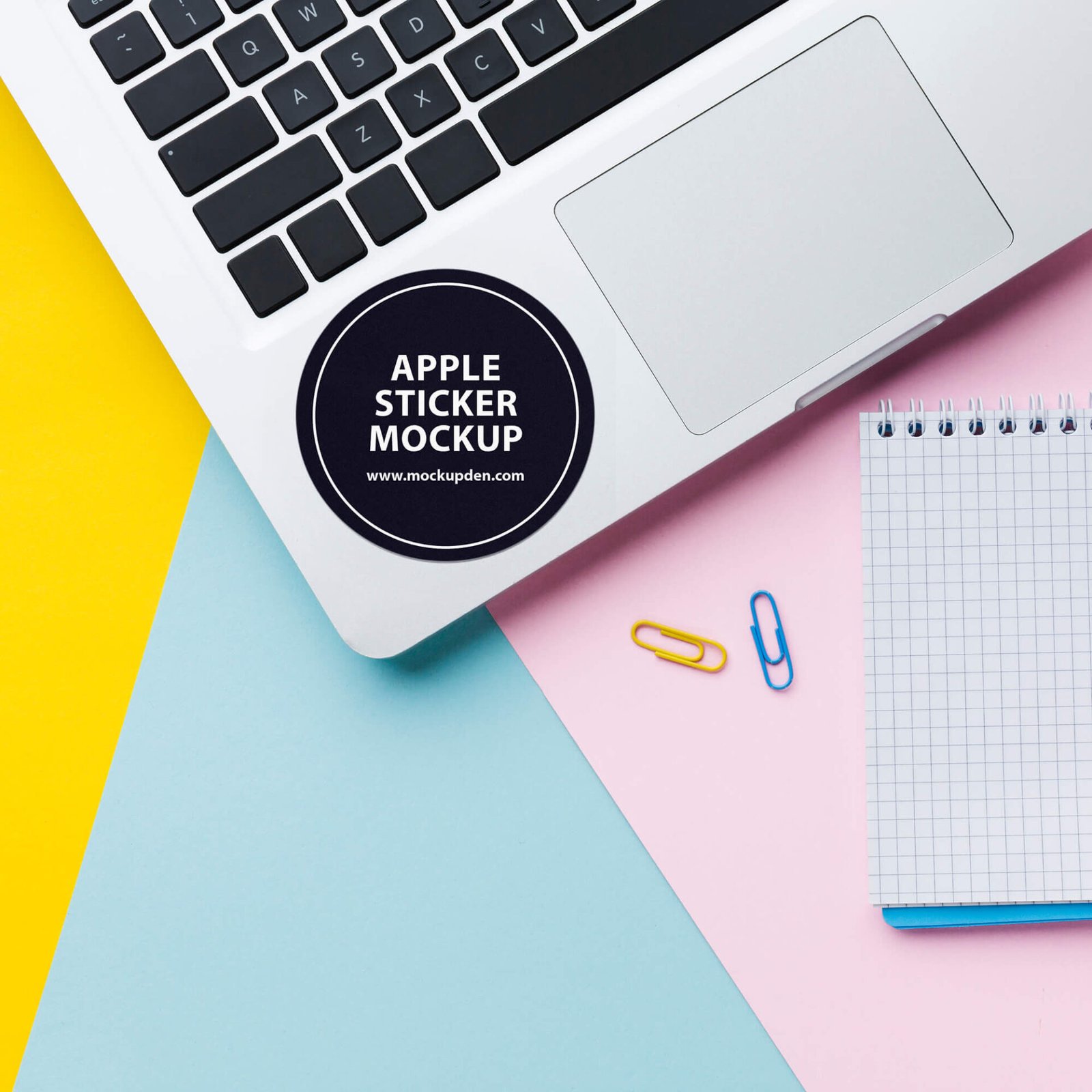 Download Free Apple Laptop Sticker Mockup PSD Template - Mockup Den