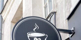 Free Cafe Round Signboard Mockup PSD Template