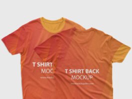 Free Front Back T shirt Mockup PSD Template