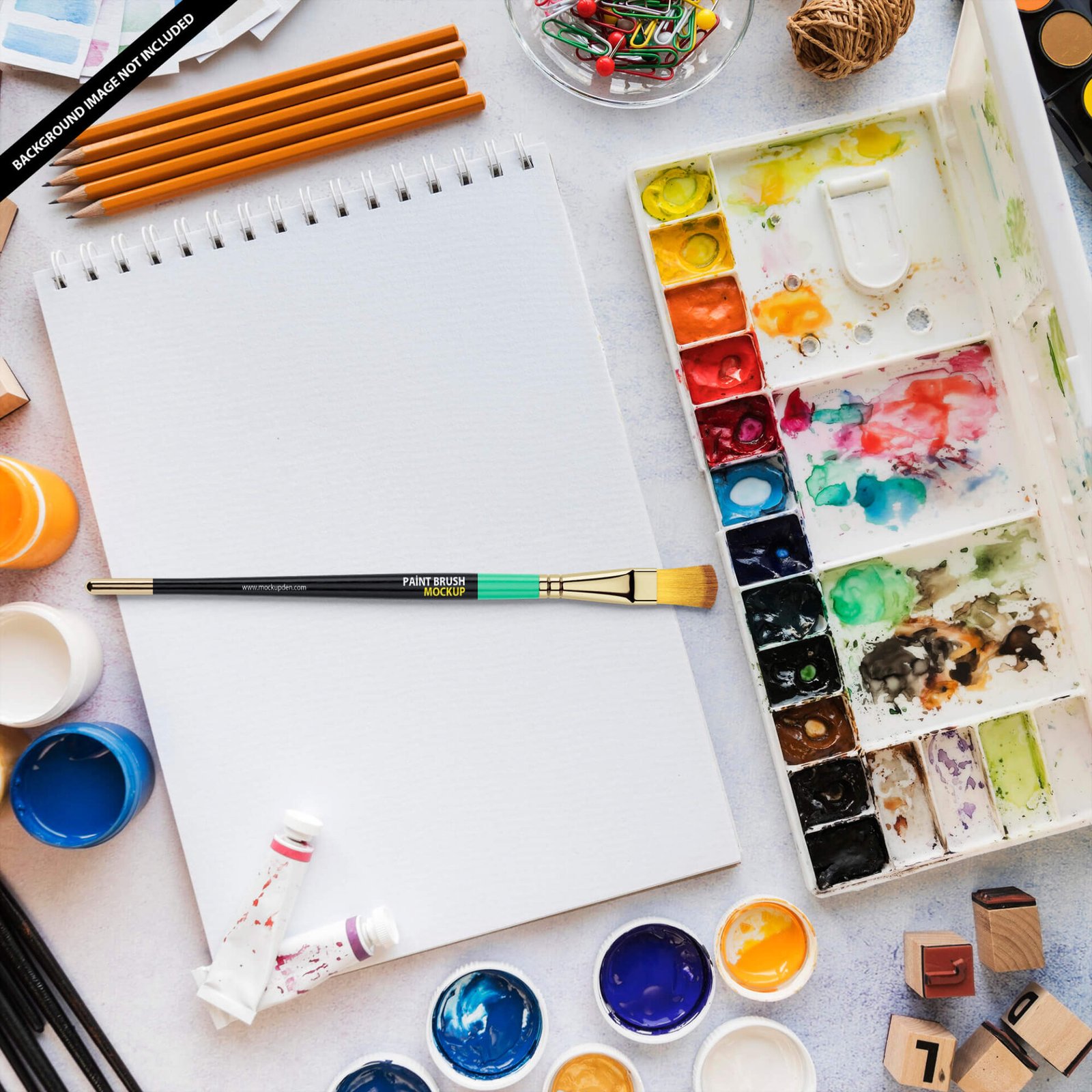 Download Free Paint Brush Mockup PSD Template - Mockup Den