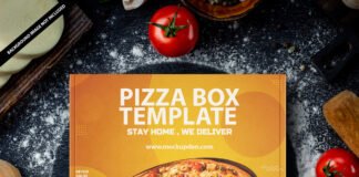 Free Pizza Box Template PSD Mockup