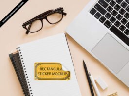 Free Rectangular Sticker Mockup PSD Template