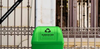 Free Rubbish Bin Mockup PSD Template