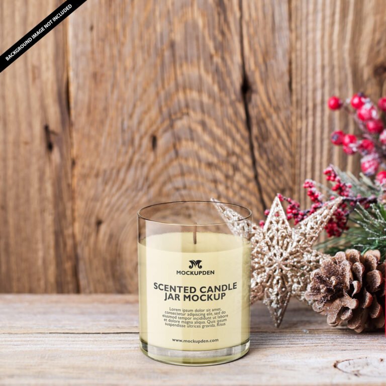 Free Scented Candle Jar Mockup PSD Template