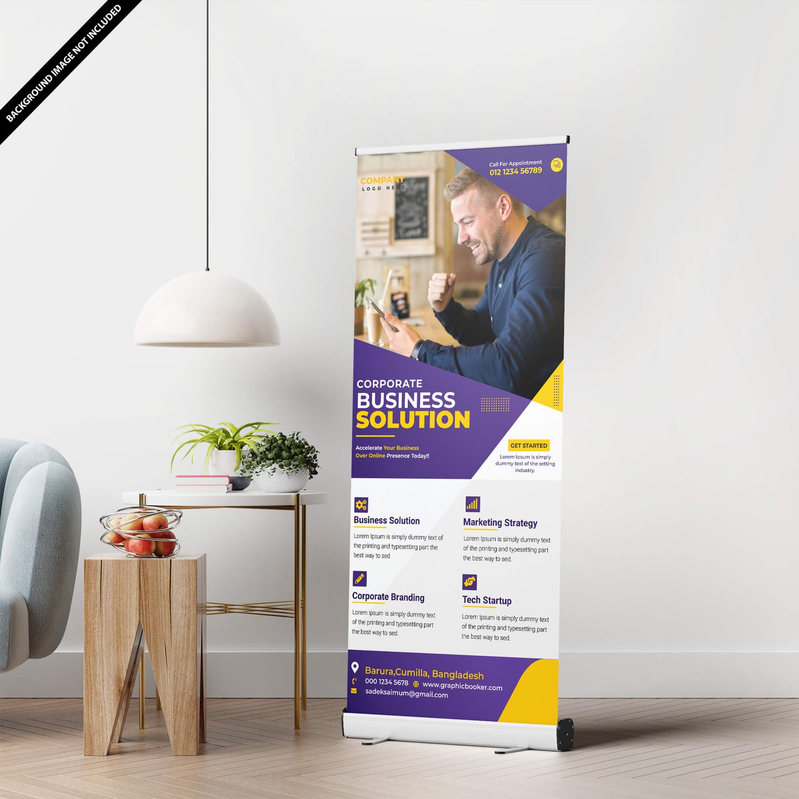 Free Stand Up Banner Mockup PSD Template