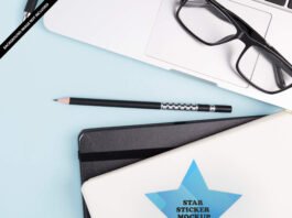 Free Star Sticker Mockup PSD Template