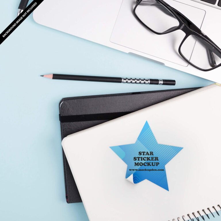 Free Star Sticker Mockup PSD Template