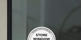 Free Store Window Sticker Mockup PSD Template
