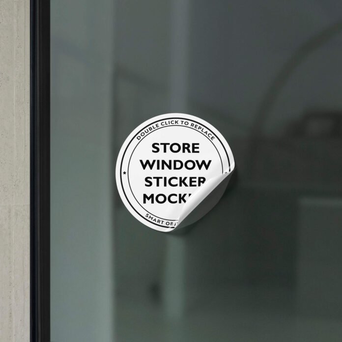Download Free Store Window Sticker Mockup PSD Template - Mockup Den