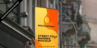 Free Street Pole Banner Mockup PSD Template