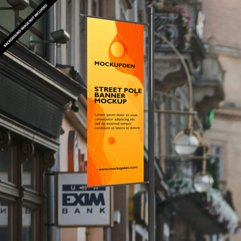 Free Street Pole Banner Mockup PSD Template