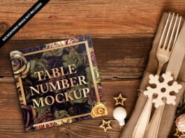 Free Table Number Mockup PSD Template