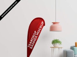 Free Teardrop Banner Mockup PSD Template