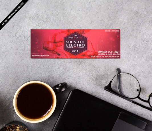 Free Ticket Mockup PSD Template