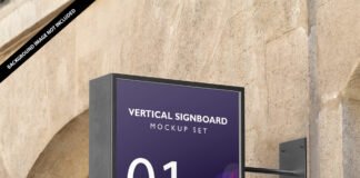 Free Vertical Signboard Mockup Set PSD Template