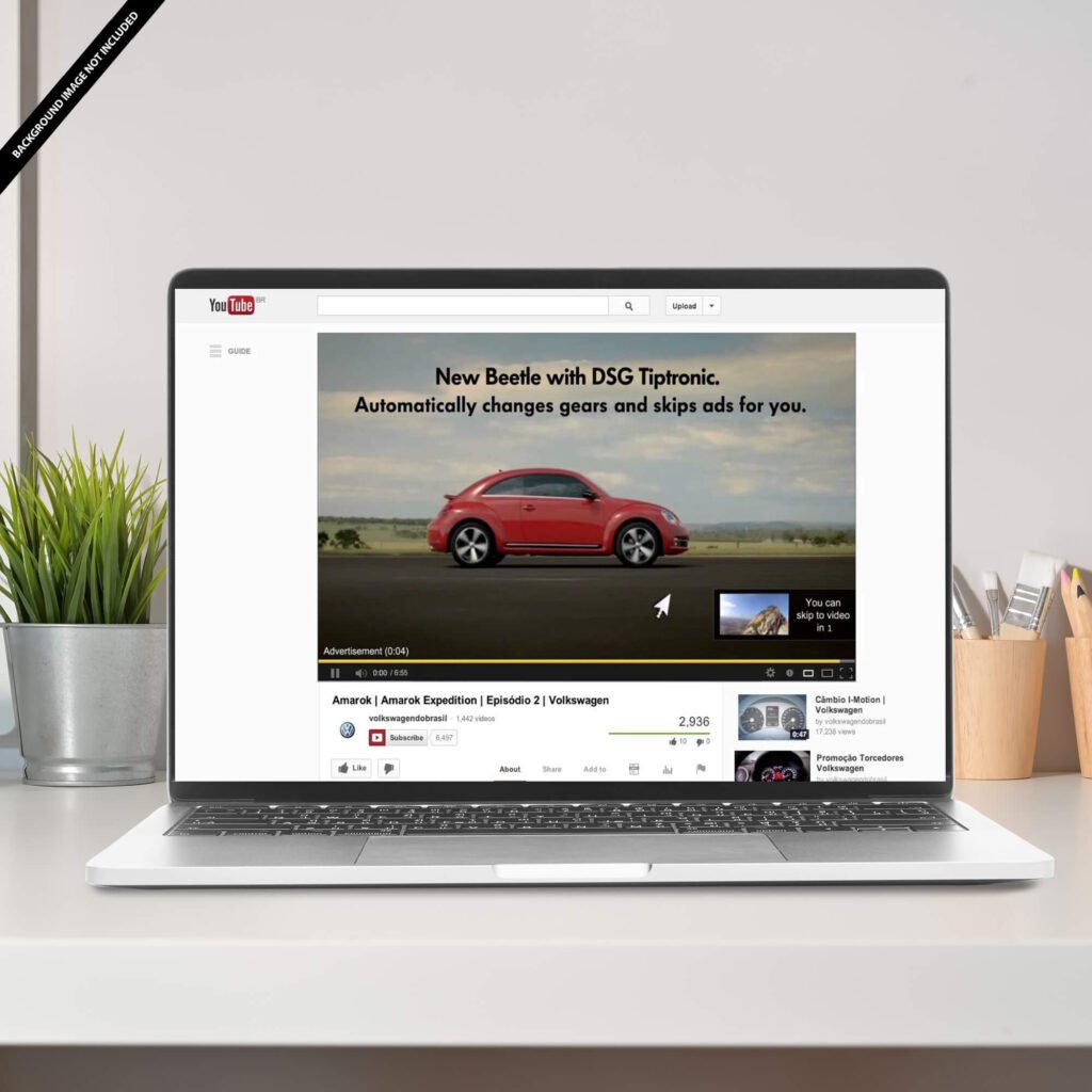 Free Youtube ad Mockup PSD Template