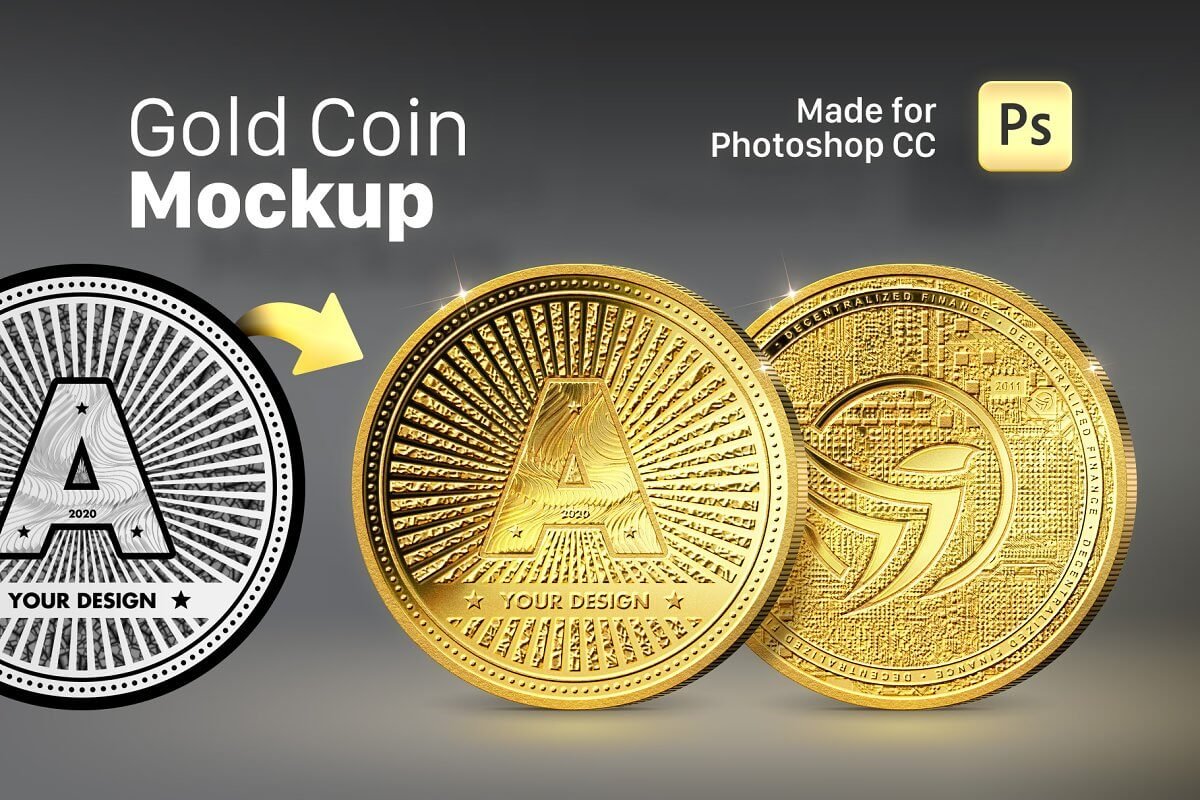 Gold Coin Mockup for Photoshop CC