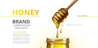 Realistic Honey Jar Mockup