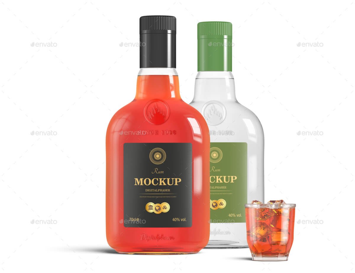 Vodka Rum Bottle Mockup