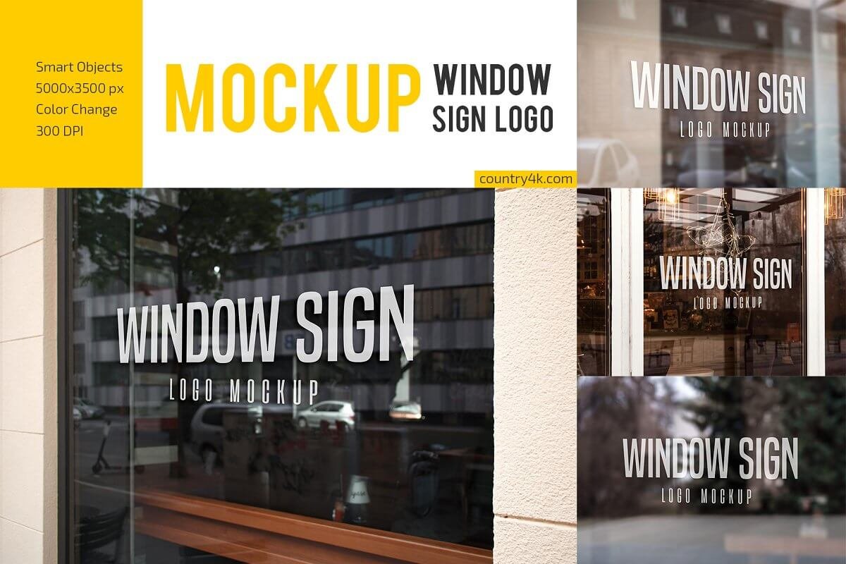 Window Sign Logo Mockup Set