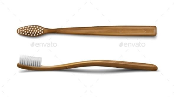 Wooden, Bamboo Toothbrush Realistic Vector Mockup