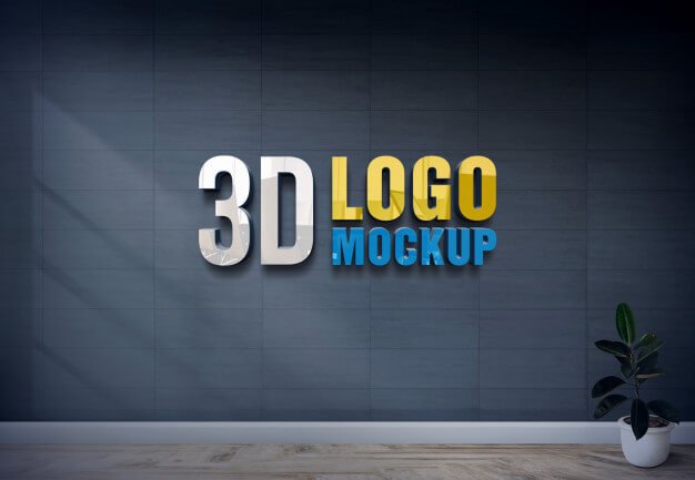 3d wall logo mockup psd free download